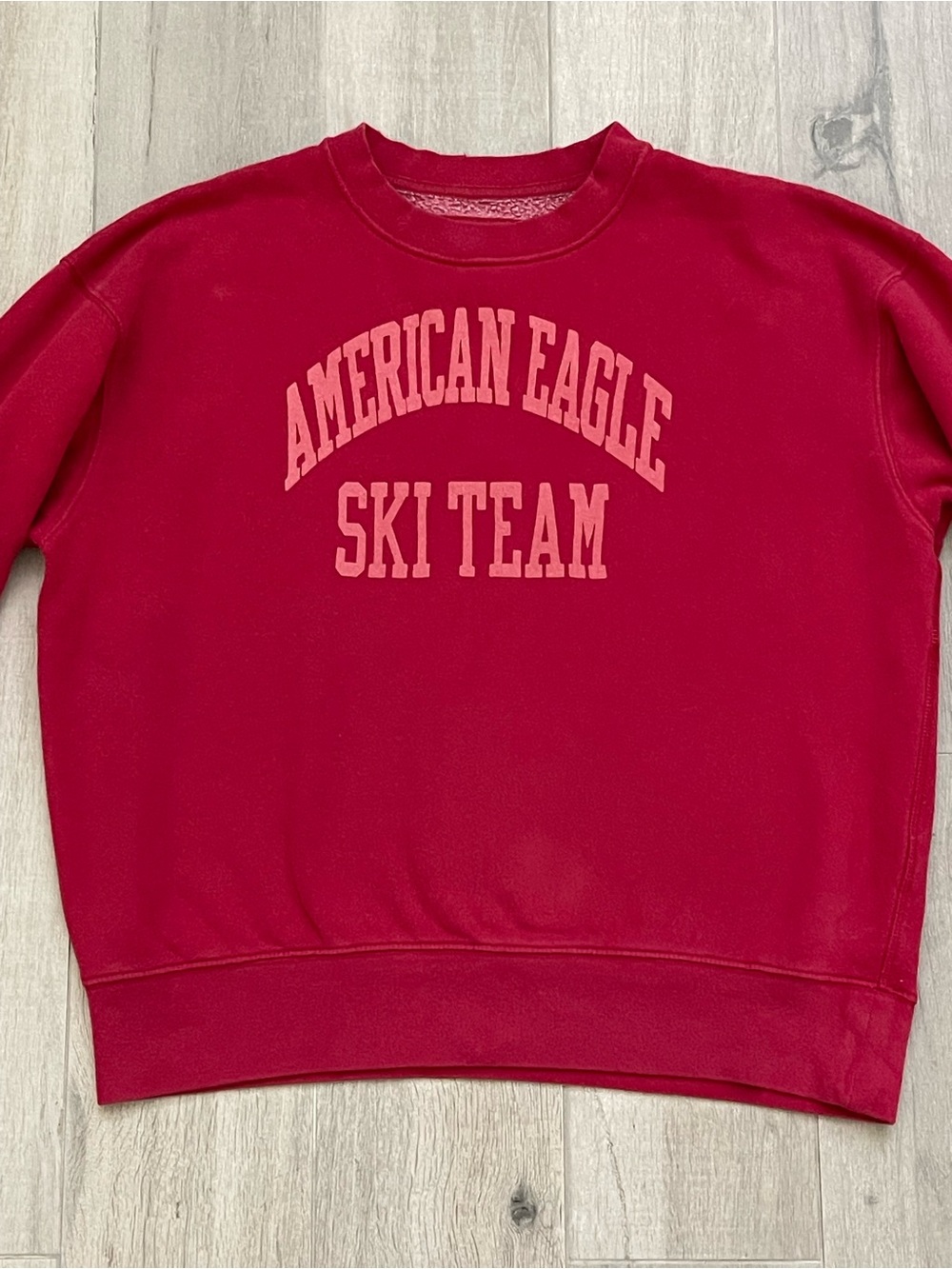 American Eagle Red Ski Team Oversized Graphic Crewneck Sweatshirt XS